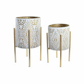 Set of pots DKD Home Decor Golden Metal White Arab (35 x 35 x 58 cm)